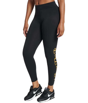 Nike Women's High-Rise Just Do It Leggings (Black Metallic Gold, Size S)