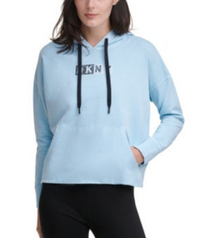 DKNY Sport Logo Hooded Cotton Sweatshirt Blue Size XL MSRP $70