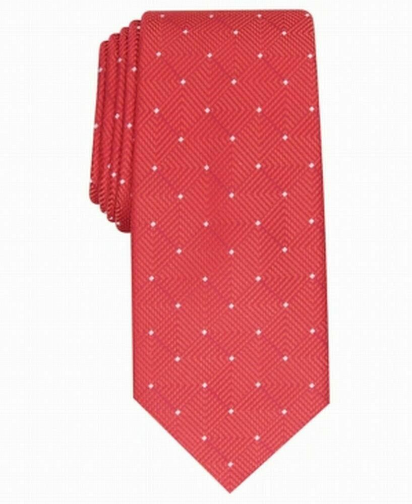 Alfani Men's Neck Tie Red One Size Geometric Polka Dot Skinny Slim Silk MSRP $55