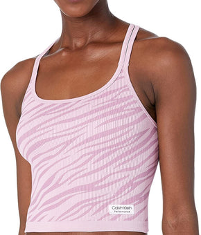 Calvin Klein Performance Women's Zebra Jacquard Low Impact Crop Top Size XS Pink