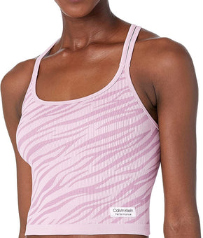 Calvin Klein Performance Women's Zebra Jacquard Low Impact Crop Top Size XS Pink