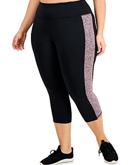 Ideology Womens Black Pocketed Active Wear Capri Leggings Plus Size 1X