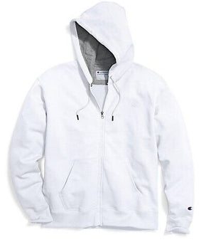 Champion Fleece Hooded Jacket Mens Powerblend Sweatshirt White Size L