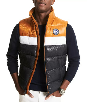 Michael Kors Men Colorblocked Logo-Print Puffer Vest Brown Size M MSRP $248