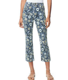 Joe's Jeans Callie Cropped Floral-Print Jeans women's blue Size 24 MSRP $188