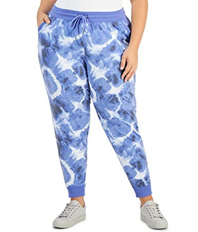 Ideology Womens Plus Size Tie-Dyed Jogger Lounge Pants Blue Plus Size 1X