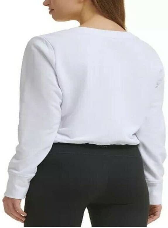 Calvin Klein Performance Women's Cinched Logo Sweatshirt White Size M MSRP $60
