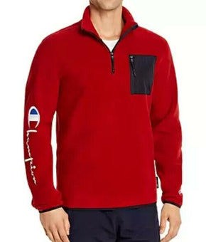 Champion Reverse Weave Polartec Quarter Zip Fleece Sweater Red Mens Size Small