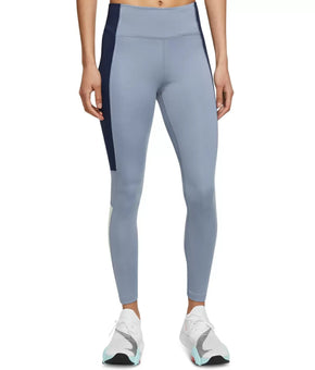 Nike Dri-fit Womens Plus Color-Block Mid-Rise 7/8 Tights Blue Size 1X MSRP $60