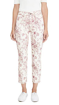 DL1961 Womens Mara Denim Floral Print Straight Leg Pants Pink Size 25