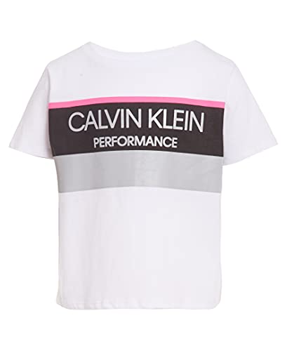 Calvin Klein Girls' Short Sleeve Active Legacy Logo T-shirt, White Size7