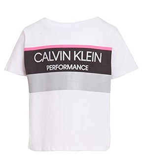 Calvin Klein Girls' Short Sleeve Active Legacy Logo T-shirt, White Size7