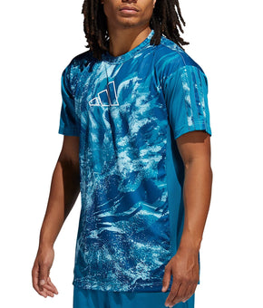 adidas Men's Loose-Fit Ball for the Oceans 365 T-Shirt blue Size S MSRP $40