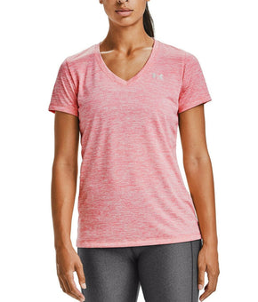 Under Armour Top V Neck Gym Tee Shirt Athleasure Women Pink Size XS