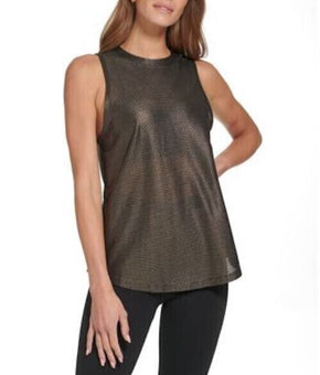 Dkny Sport Women's Honeycomb Mesh Sleeveless Top - Black,/gold Size XL MSRP $50