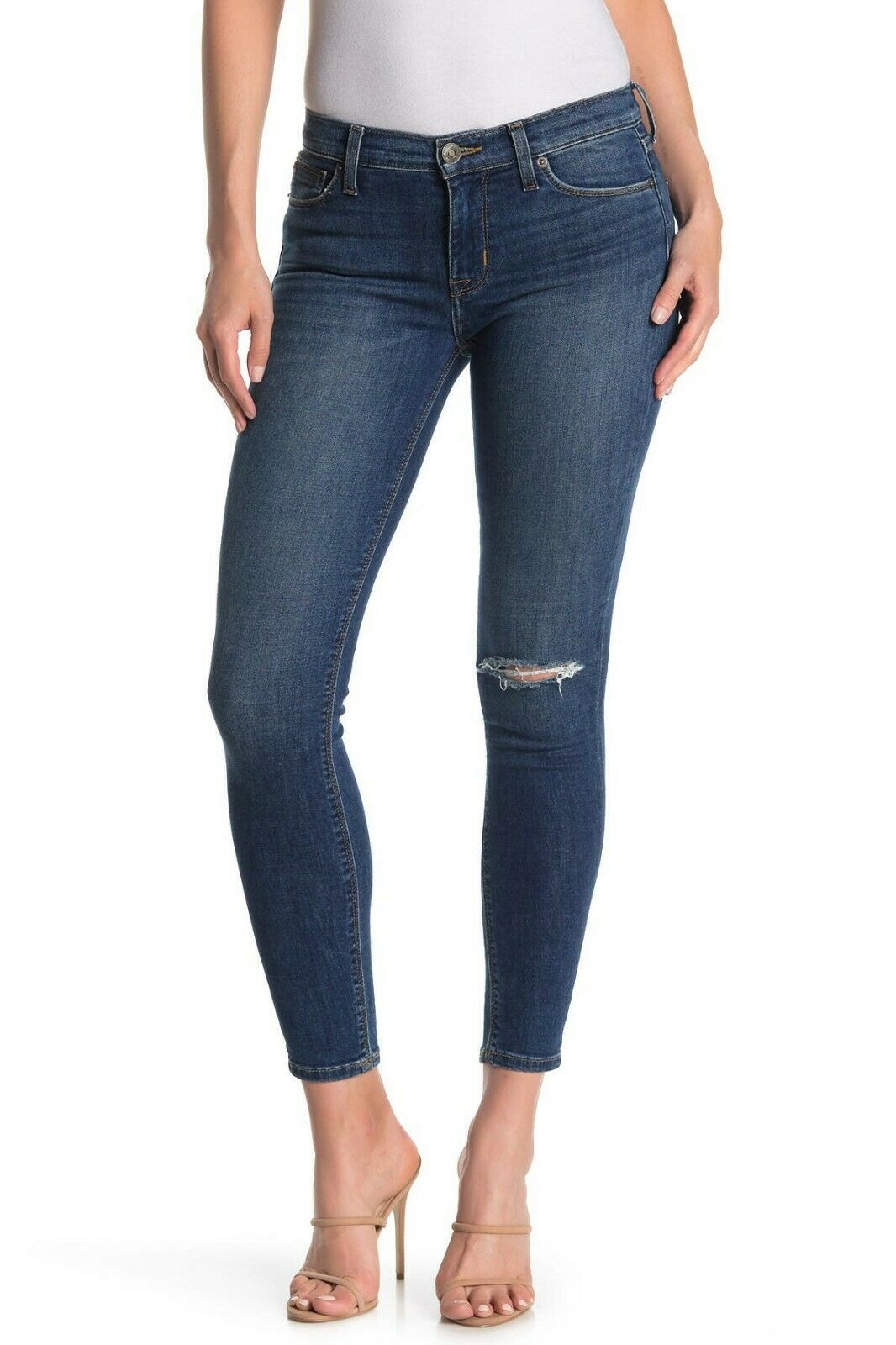 Hudson Jeans Women Natalie Mid Rise Ankle Super Skinny Jeans Blue Size 28