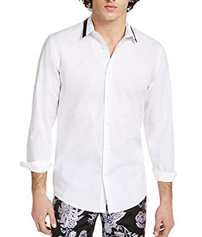 I.N.C. INC Mens White Point Collar Cotton Dress Shirt Size XXL 18/18.5