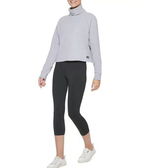 CALVIN KLEIN PERFORMANCE Ribbed Long-Sleeve Turtleneck Size S Gray MSRP $70