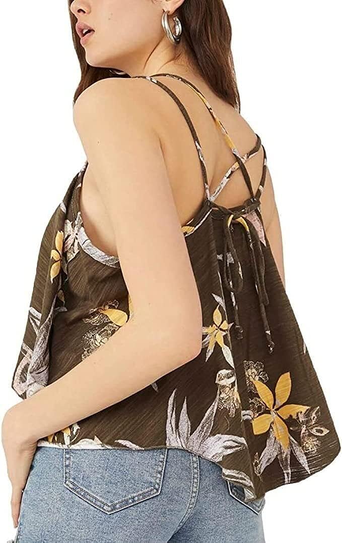 Free People Hey Girl Cotton Tank Top, Army Combo, X-Large