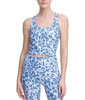 Calvin Klein Womens Printed Racerback Cropped Tank Top blue Size XS MSRP $50