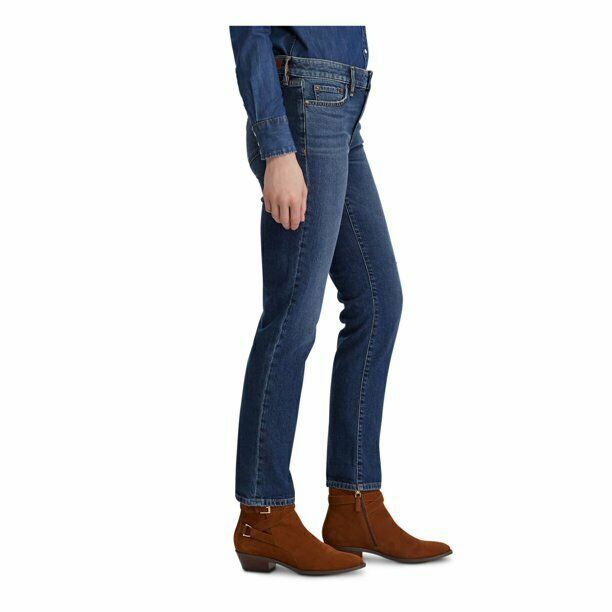 RALPH LAUREN Womens Navy Skinny Jeans Blue Size 14 MSRP $100