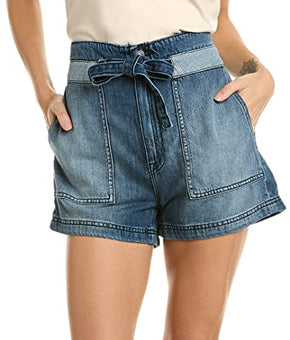 HUDSON Jeans Women's Belted Cinched Waist Jean Short, Heatwave, Blue Size 28
