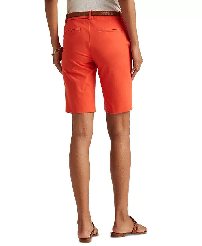 LAUREN RALPH LAUREN Women Twill Stretch Bermuda Shorts Petite 10P Orange