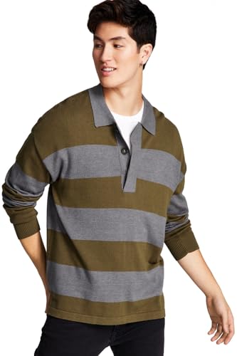 And Now This Mens Knit Striped Pullover Sweater Green Size L