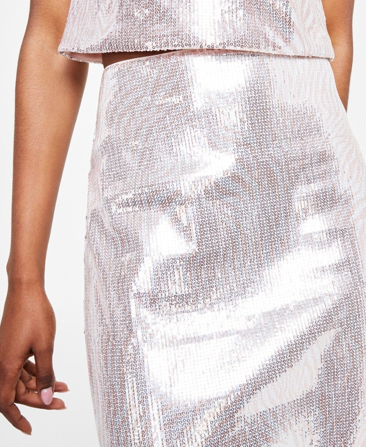 Michael Kors Women Sequined Zebra-Print A-Line Midi Skirt Pink Size M MSRP $155