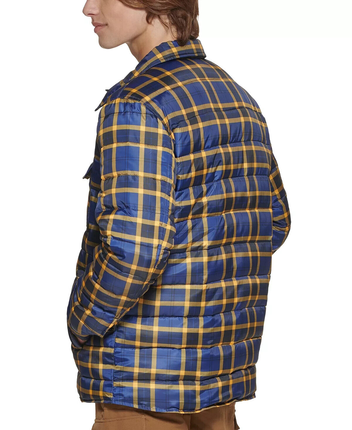 BASS OUTDOOR Men's Mission Plaid Puffer Jacket Navy Blue Size S MSRP $89