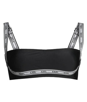 KARL LAGERFELD PARIS Logo Elastic Bandeau Bikini Top Black, Size M MSRP $68