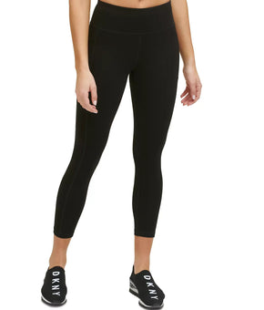 Dkny Womens Sport Women's Side-Striped Logo 7/8 Leggings black Size XS MSRP $60