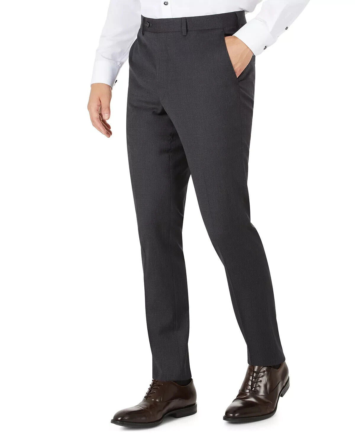 CALVIN KLEIN Men Slim-Fit Wool Suit Separates Pants Black Brown Size 36x30 $190