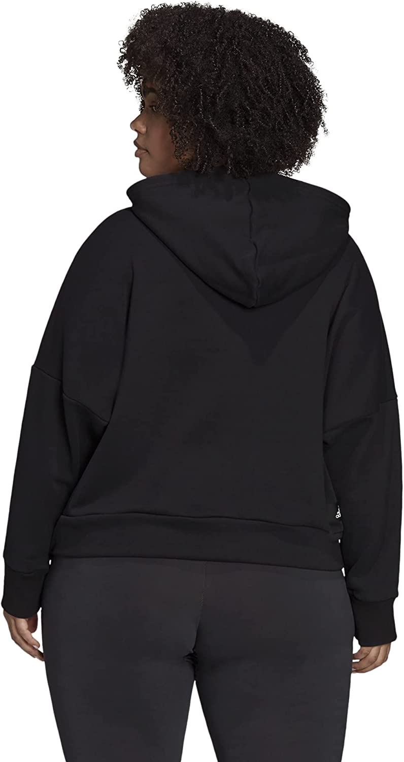 ADIDAS Womens Black Stretch Ribbed Drawstring Zippered Sleeve Log Dolma Plus 2X