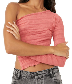 FREE PEOPLE Jasmine One Shoulder Top Red Size L MSRP $68