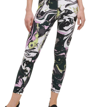 DKNY SPORT Women Marble-Print High-Waist 7/8 Leggings multi-Color SZ S MSRP $60