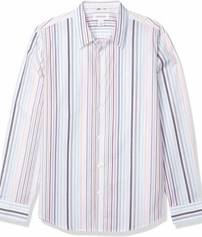 Calvin Klein Men Stretch Cotton Multi-Stripe Button-Down Shirt White Size XS