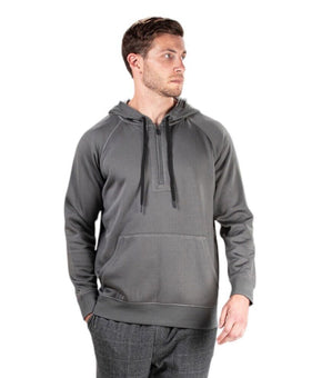 Natori Sathya Volcani Ash Grey Relaxed Fit 1/4 Zip Hooded Mens Sweatshirt Gray L