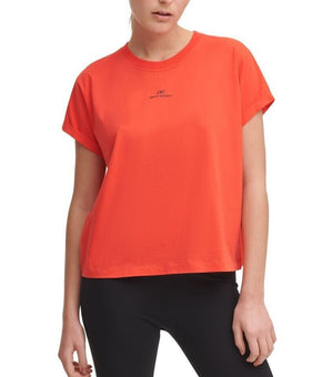 DKNY SPORT Cotton Logo T-Shirt Womens Size XS Orange Red MSRP $30