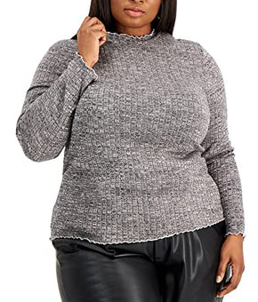 Rebellious One Women Plus Size 1X Trendy Hacci Turtleneck Sweater Black