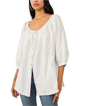 Free People Oxford Swing Tunic Light Blue Combo SM (Women's 4-6)