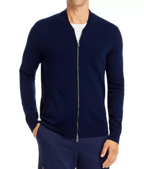 Michael Kors Extra Fine Merino Wool Mens Full Zip Jacket Blue Size S MSRP $248
