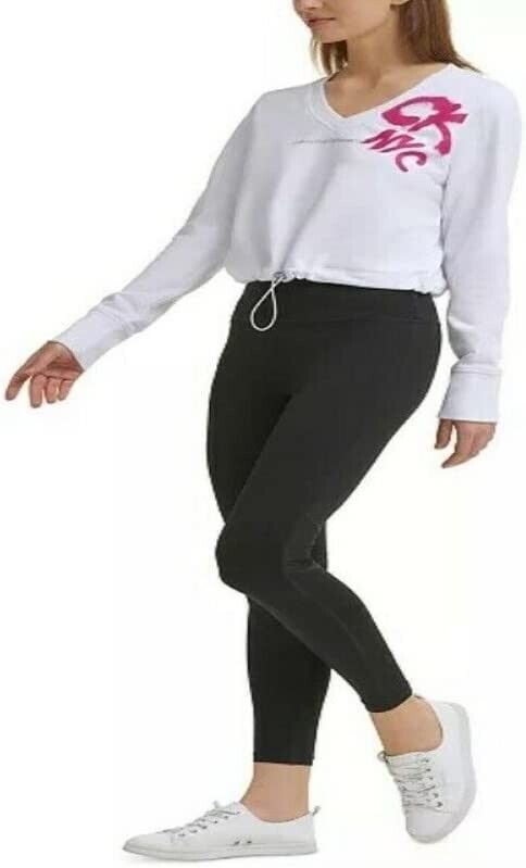 Calvin Klein Performance Women's Cinched Logo Sweatshirt White Size M MSRP $60