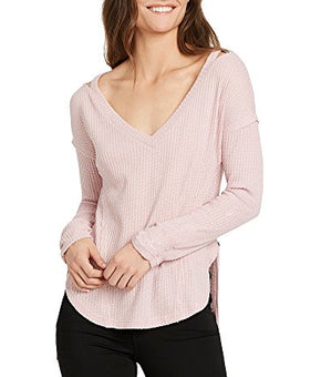 Gloria Vanderbilt Women's Ives Cold Shoulder V-Neck Top, Violet ice Pink Size L