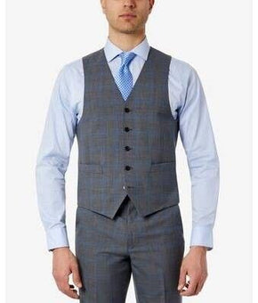 Lauren Ralph Lauren Classic-Fit Wool Stretch Vest Grey,Blue Size M MSRP $125