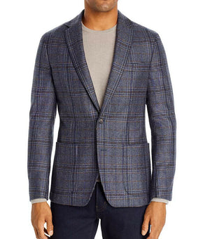Dylan Gray Checked Classic Fit Blazer Size 44 R Blue Gray MSRP $498