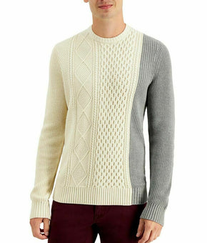 INC International Concepts Men Brich Tree Blocked Sweater Size L Ivory MSRP $70