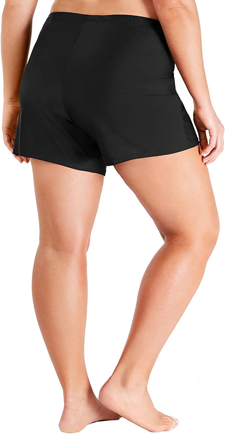 Island Escape Women Plus Size Slimming Beachwear Swim Shorts Black Size 16 Plus