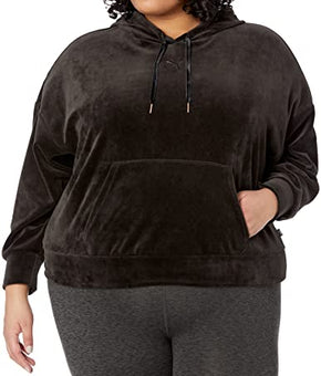 PUMA Women's Plus Size Her Velour Hoodie, Cotton Black 1.0, Size 2X