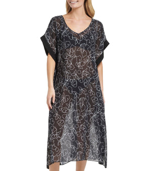 Calvin Klein Swim Women's Bordered Maxi Cover up Black, Size S/M MSRP $88
